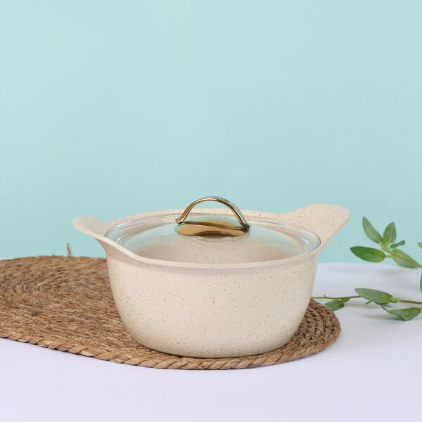 قدر جرانيت بغطاء زجاج 22 سم