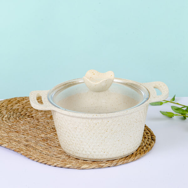 قدر جرانيت بغطاء زجاج و مقابض بوكلت30 سم